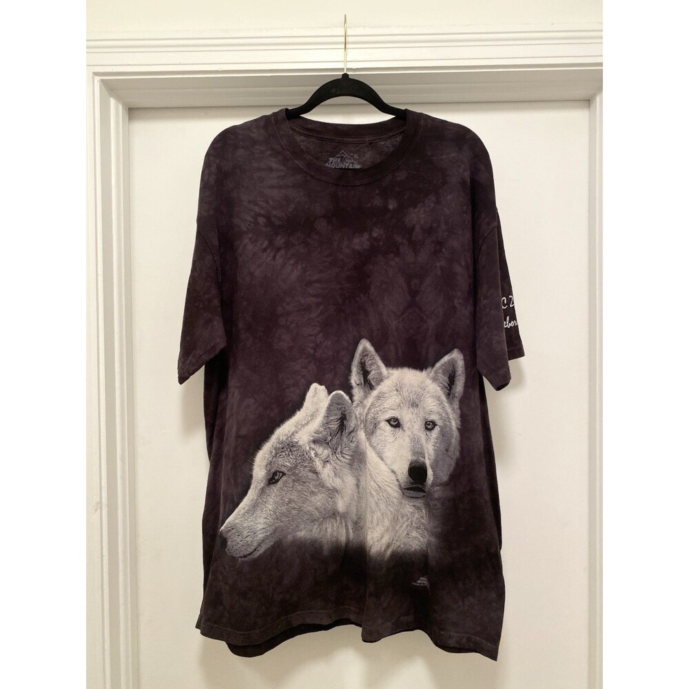 The Mountain Graphic Tee Size XL White Wolf Lookout Nature Black Tie Dye 2015 - Picture 1 of 7